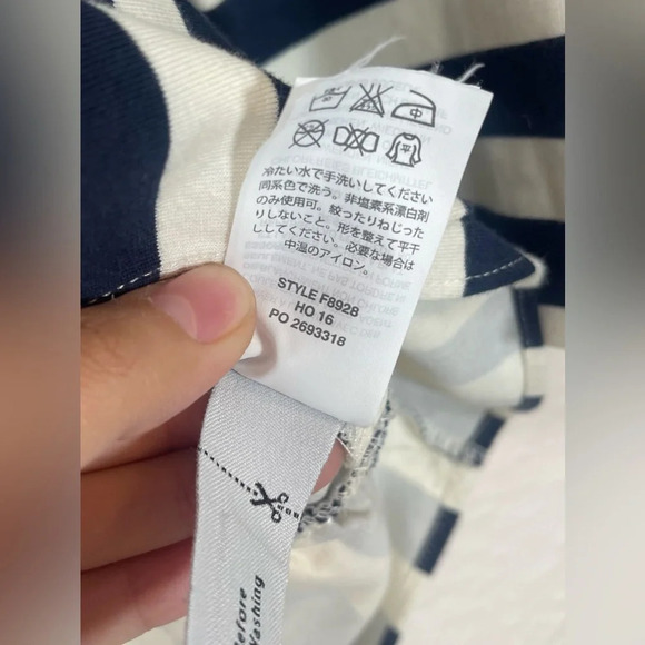 J. Crew Asymmetrical Navy and White Ruffle Striped Peplum Top Women’s Small - Picture 12 of 16